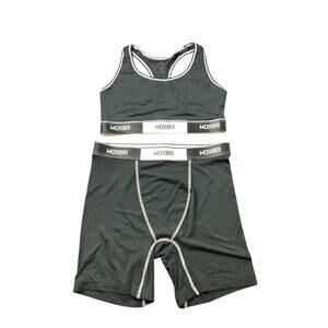 Woxer Womens M Matching Set Sports Bra Boxer Briefs Black White NWOT